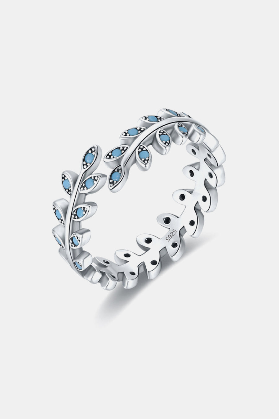 The Poet 925 Sterling Silver Leaf Shape Artificial Turquoise Bypass Ring