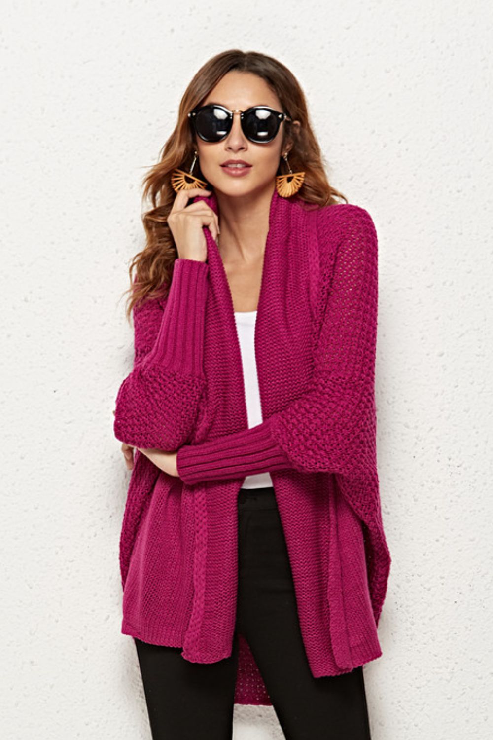 Spread Your Wings And Fly Open Front Dolman Sleeve Longline Cardigan