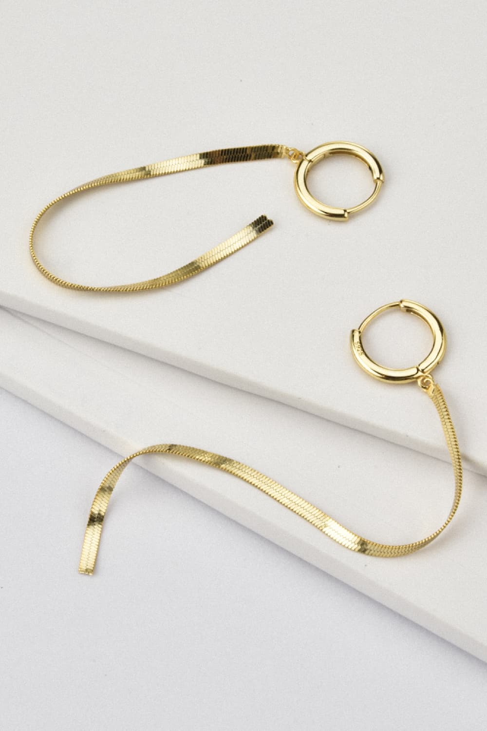 Sylvia Lou 925 Sterling Silver Long Snake Chain Earrings