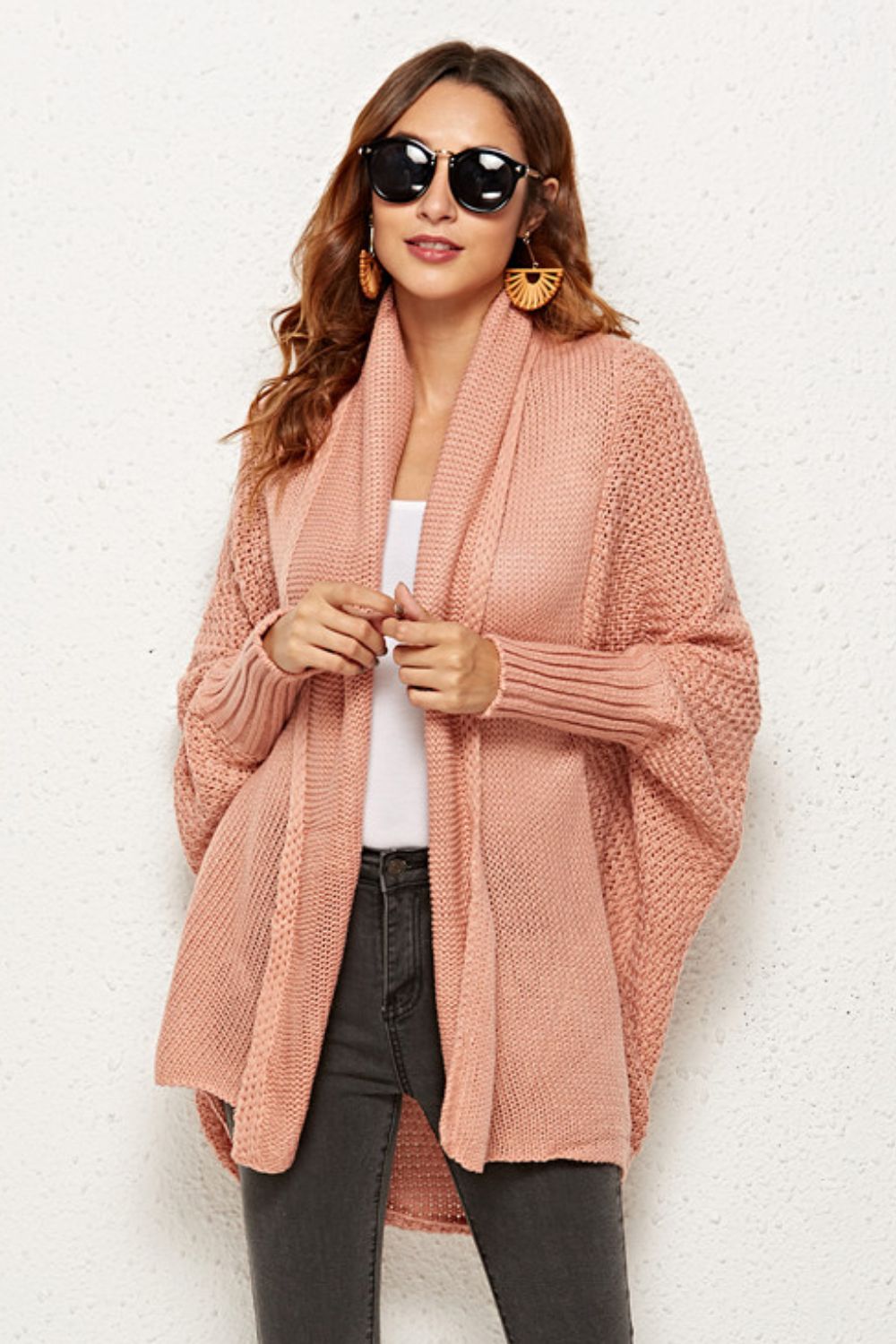 Spread Your Wings And Fly Open Front Dolman Sleeve Longline Cardigan