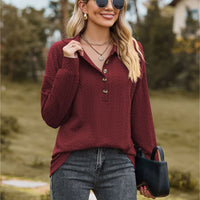 Collared Neck Long Sleeve Blouse