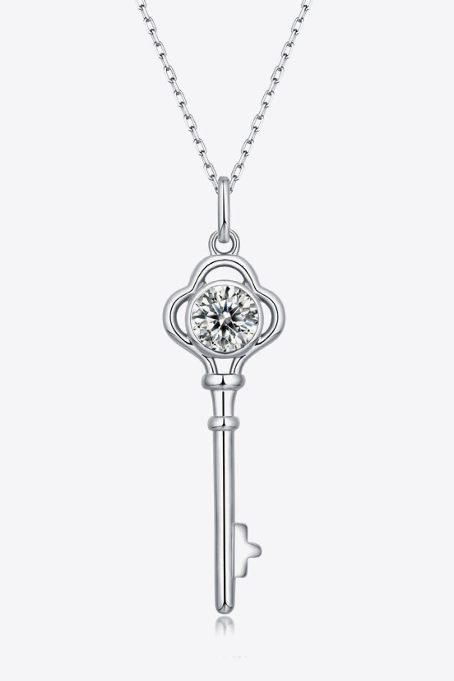 Path to Peace 925 Sterling Silver 1 Carat Moissanite Key Pendant Necklace