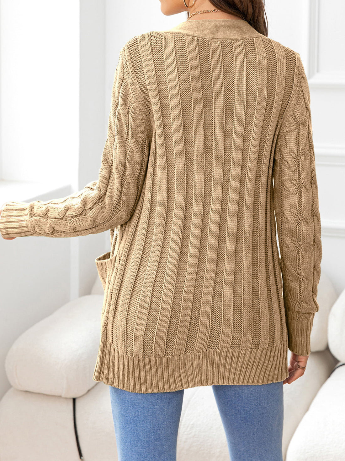 Work to Vacay Button Down Cable-Knit Cardigan