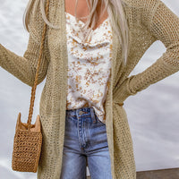 Openwork Dropped Shoulder Open Front Cardigan