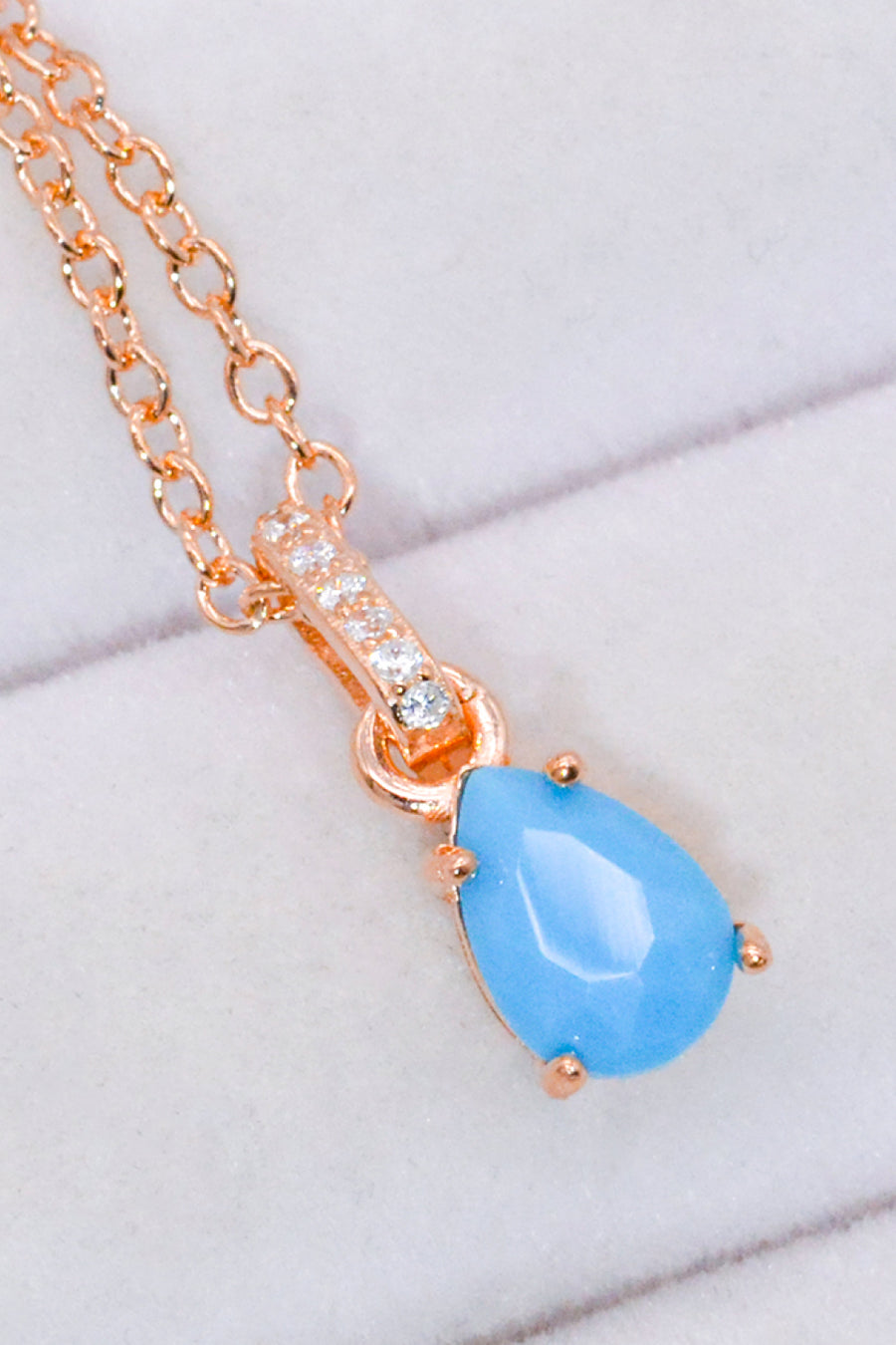 Teardrop Turquoise 4-Prong Pendant Necklace