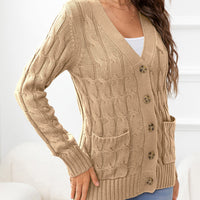 Work to Vacay Button Down Cable-Knit Cardigan