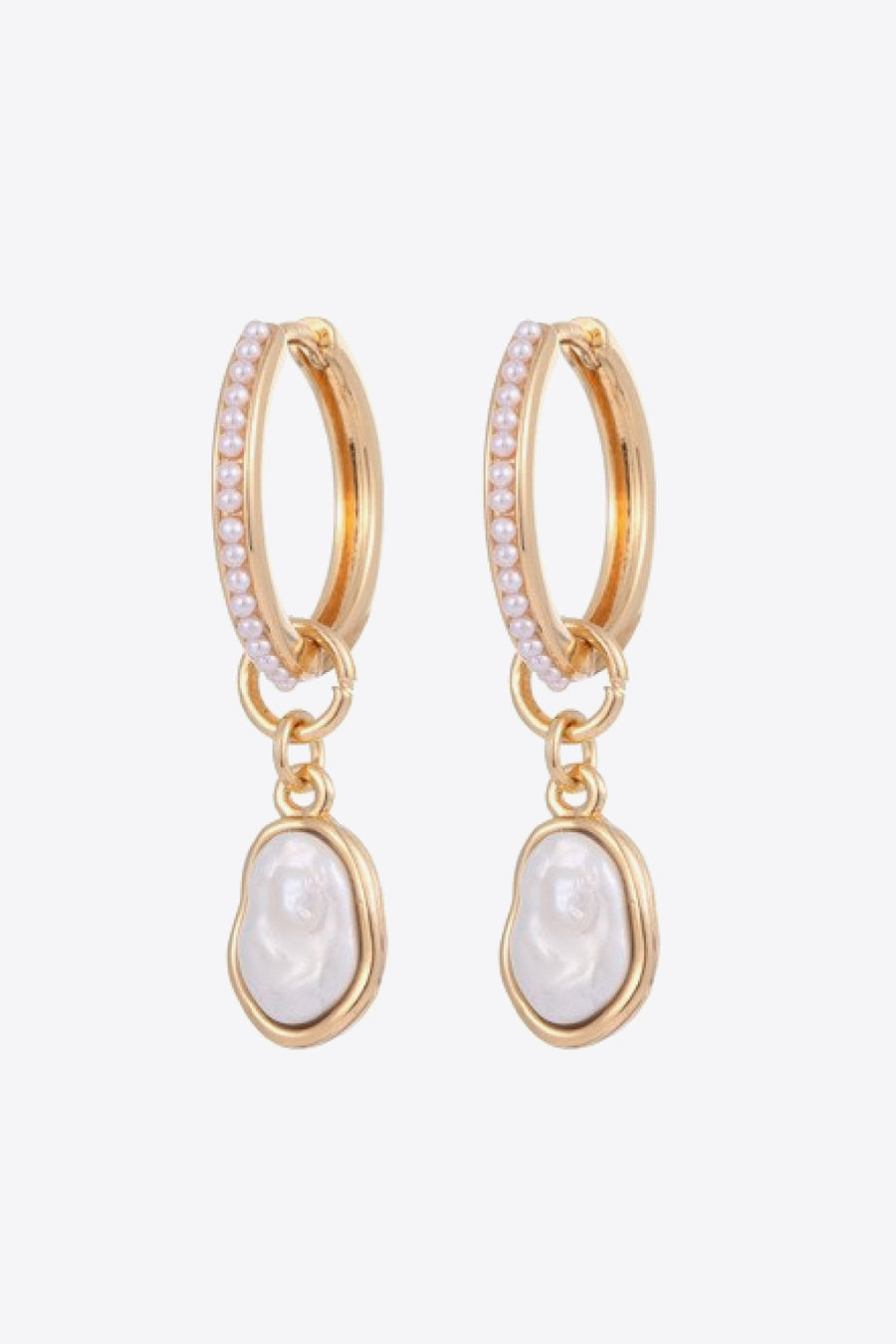 Pearl Huggie Drop Earrings