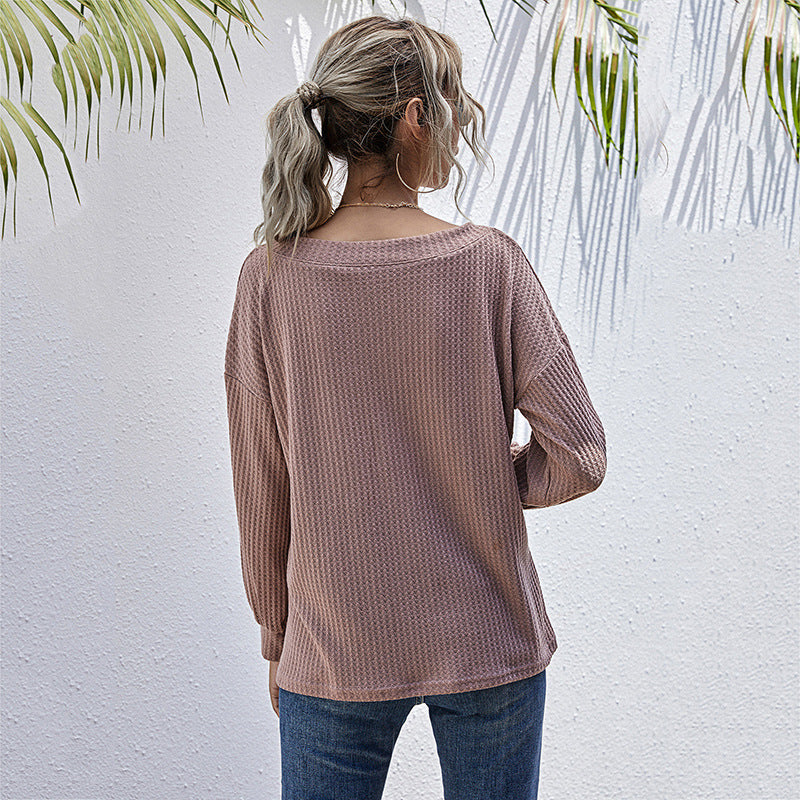 V-neck Long Sleeve Pullover Shirt