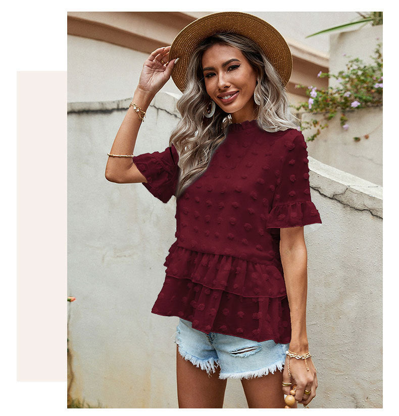 Chiffon Polka Dot Long Sleeve Top