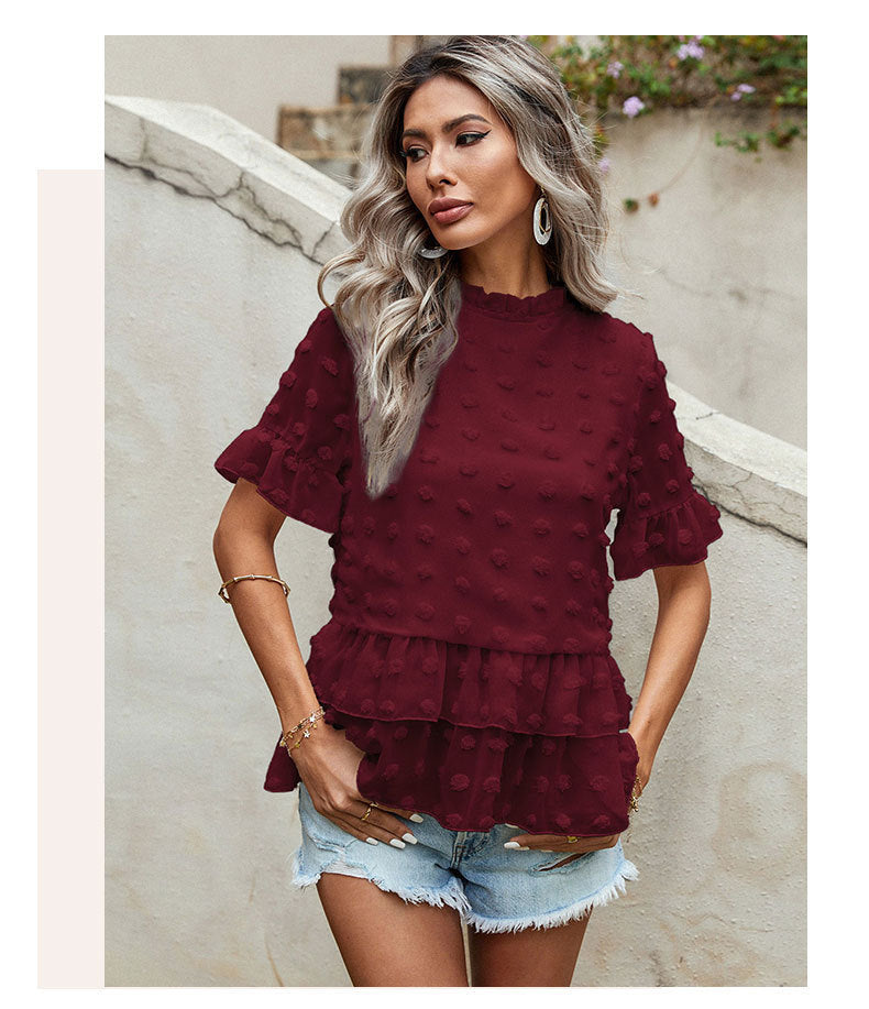 Chiffon Polka Dot Long Sleeve Top