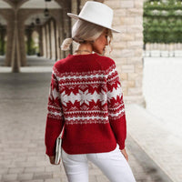 Yuletide Kiss Red White Slavic Pattern Holiday Sweater