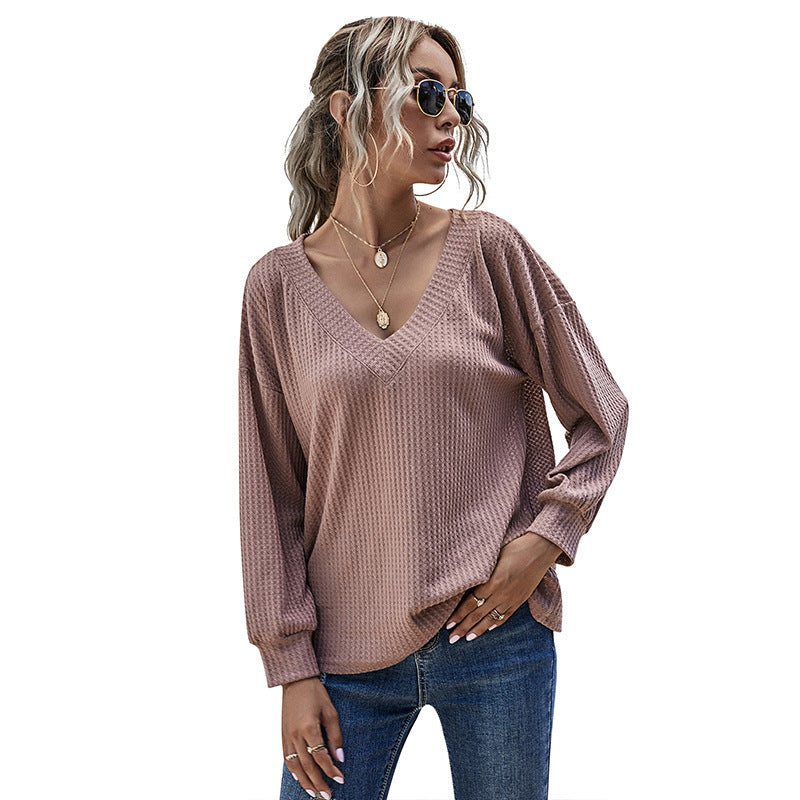 V-neck Long Sleeve Pullover Shirt