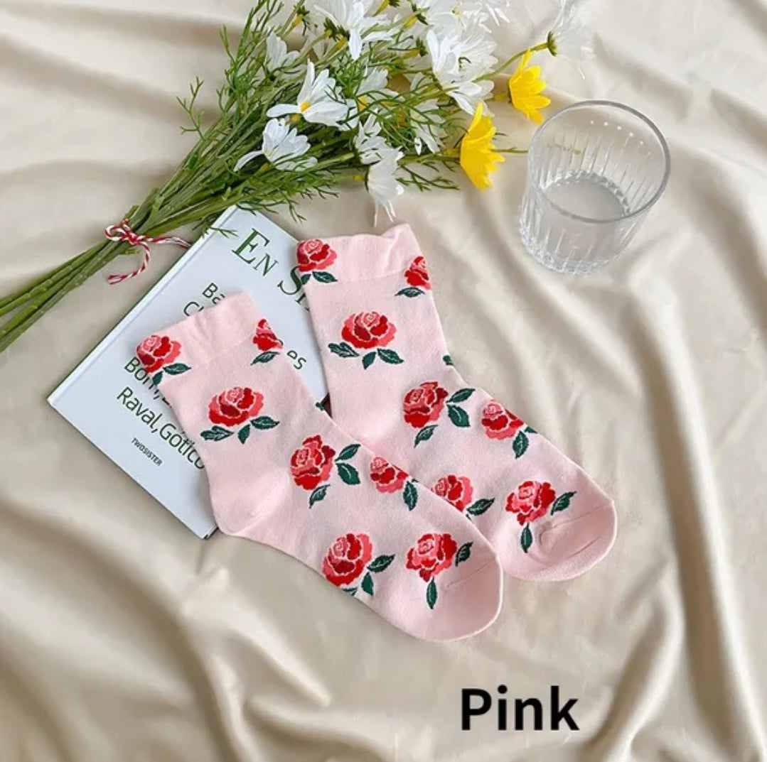 One Pair of Botanical Garden Floral Socks