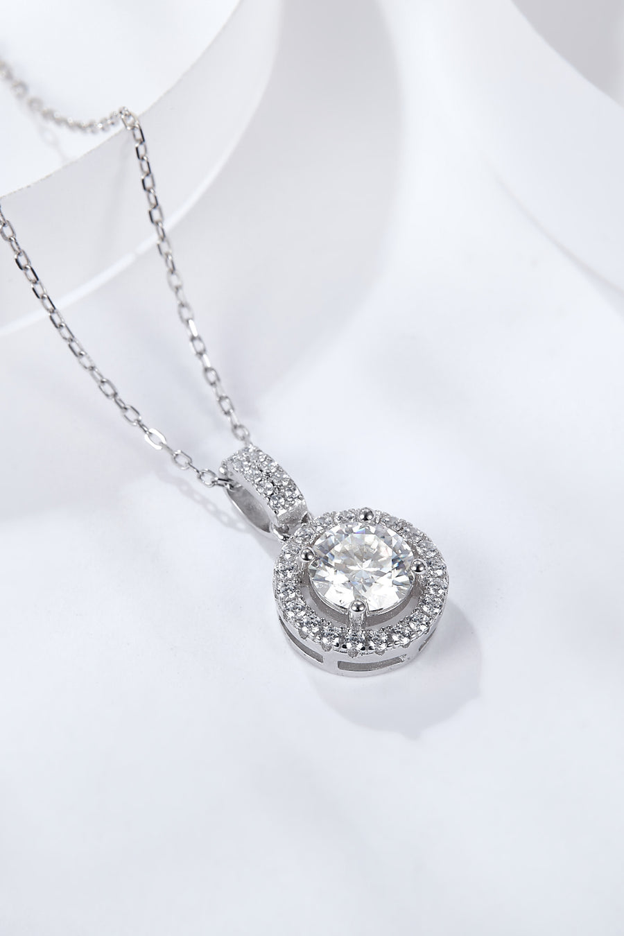 Luna Moon 2 Carat Moissanite Round Pendant Necklace