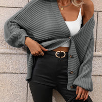 Casual but Classy Button Down Horizontal-Ribbing Longline Cardigan