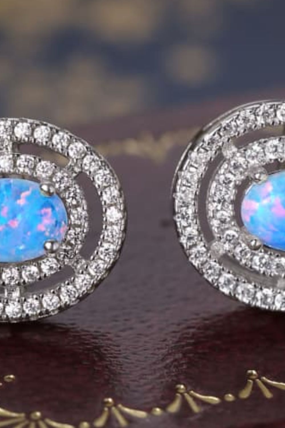 Ophelia 925 Sterling Silver Opal Round Stud Earrings