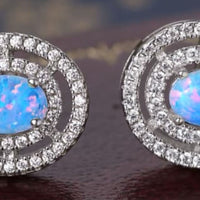 Ophelia 925 Sterling Silver Opal Round Stud Earrings