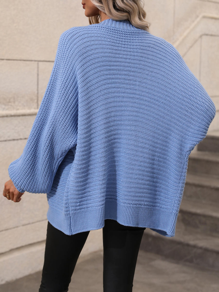 Casual but Classy Button Down Horizontal-Ribbing Longline Cardigan