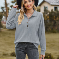 Collared Neck Long Sleeve Blouse