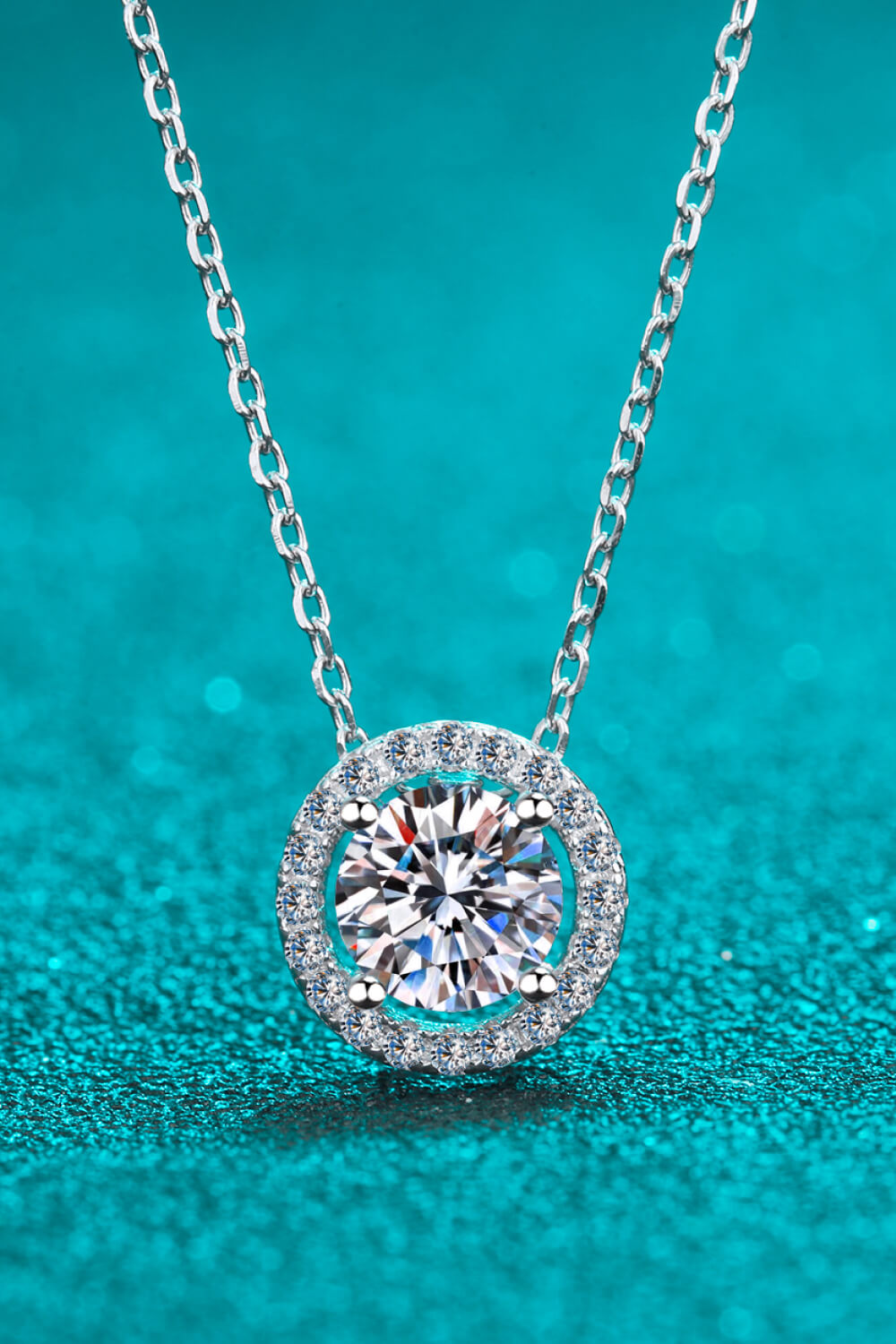 Engaged in Delight 1 Carat Moissanite Round Pendant Chain Necklace