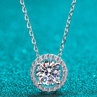 Engaged in Delight 1 Carat Moissanite Round Pendant Chain Necklace