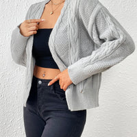 Cable-Knit Open Front Cardigan