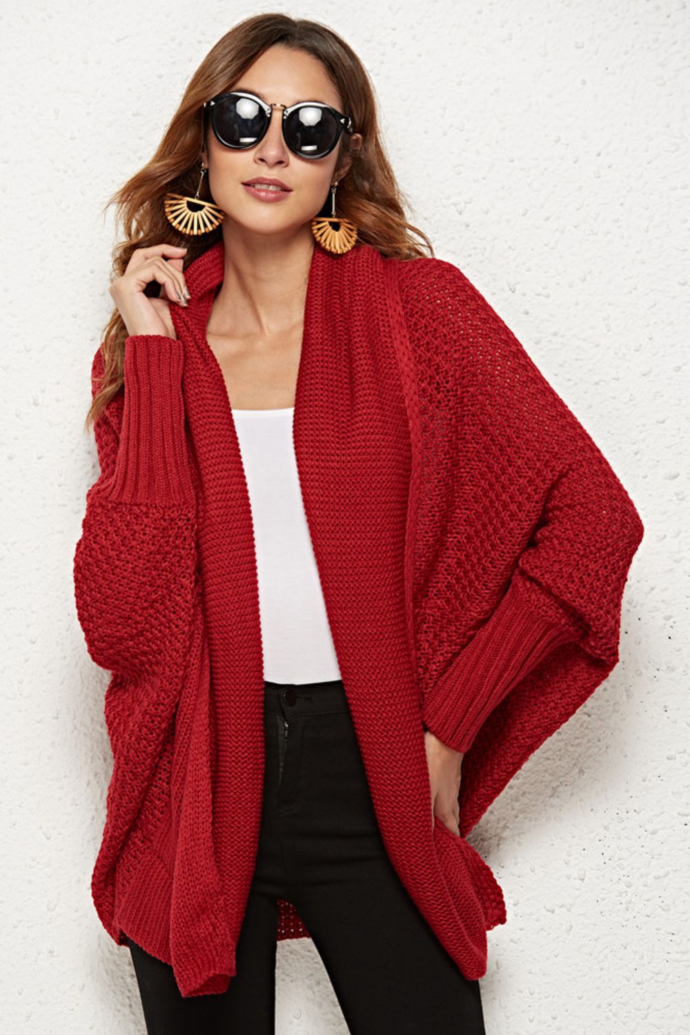 Spread Your Wings And Fly Open Front Dolman Sleeve Longline Cardigan