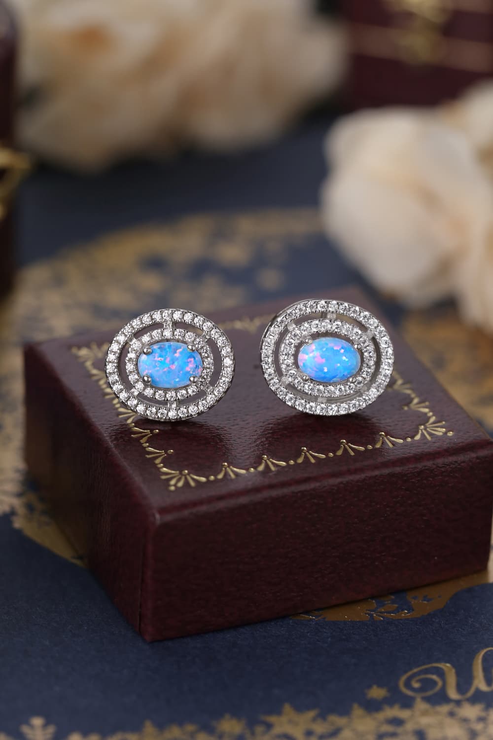 Ophelia 925 Sterling Silver Opal Round Stud Earrings