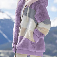 Plush Hugs multi-color hooded coat for women