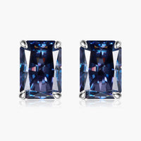 Midnight Mystique 2 Carat Rectangle Moissanite 4-Prong Stud Earrings