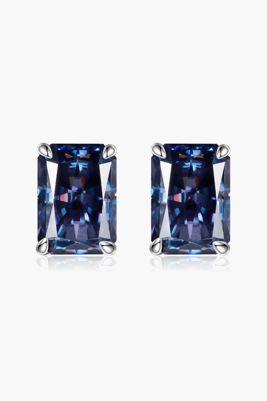 Midnight Mystique 2 Carat Rectangle Moissanite 4-Prong Stud Earrings