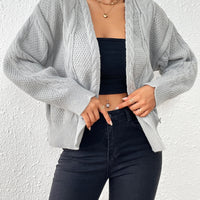 Cable-Knit Open Front Cardigan