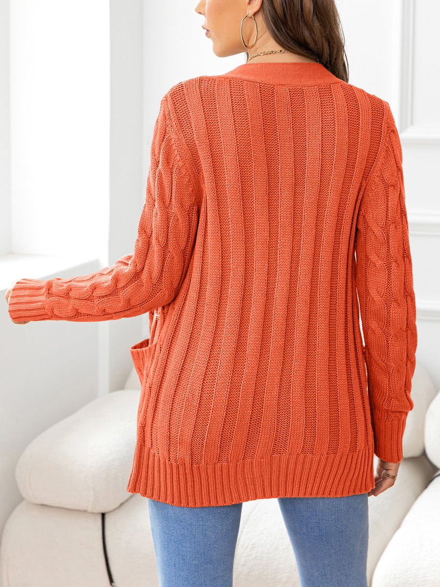 Work to Vacay Button Down Cable-Knit Cardigan