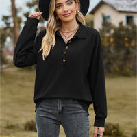 Collared Neck Long Sleeve Blouse