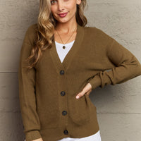 Zenana Kiss Me Tonight Full Size Button Down Cardigan in Olive