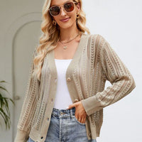 Easy Breezy Button Down Ribbed Trim Cardigan