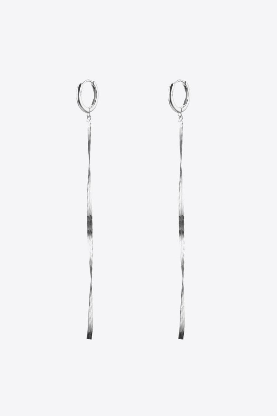 Sylvia Lou 925 Sterling Silver Long Snake Chain Earrings