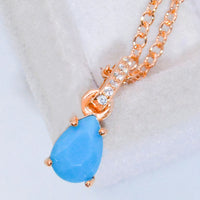 Teardrop Turquoise 4-Prong Pendant Necklace