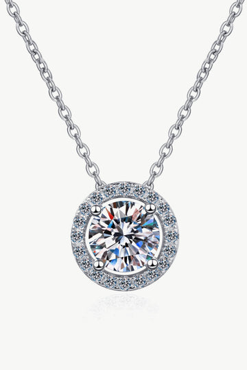 Engaged in Delight 1 Carat Moissanite Round Pendant Chain Necklace