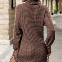 Turtleneck Dropped Shoulder Mini Sweater Dress