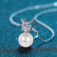 Maria Perla 925 Sterling Silver Freshwater Pearl Moissanite Necklace