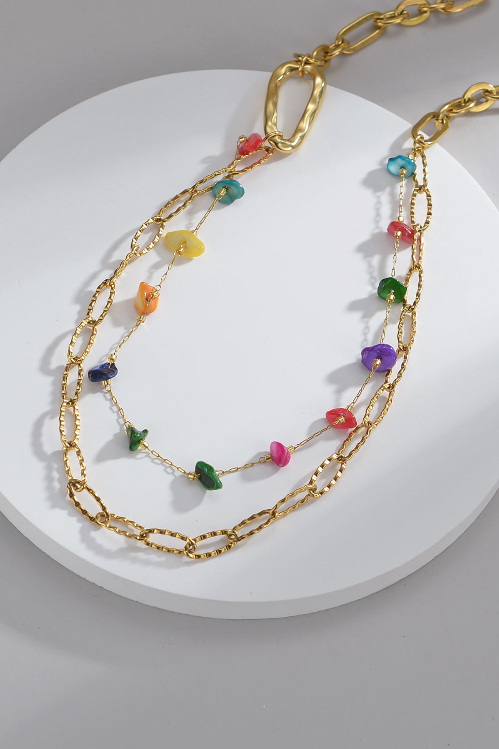 Multicolored Stone Double-Layered Necklace