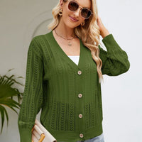 Easy Breezy Button Down Ribbed Trim Cardigan