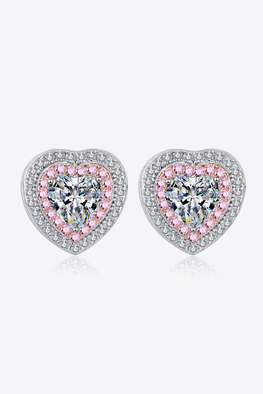 First Love Moissanite Heart-Shaped Stud Earrings