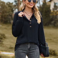 Collared Neck Long Sleeve Blouse