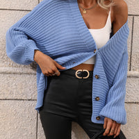 Casual but Classy Button Down Horizontal-Ribbing Longline Cardigan