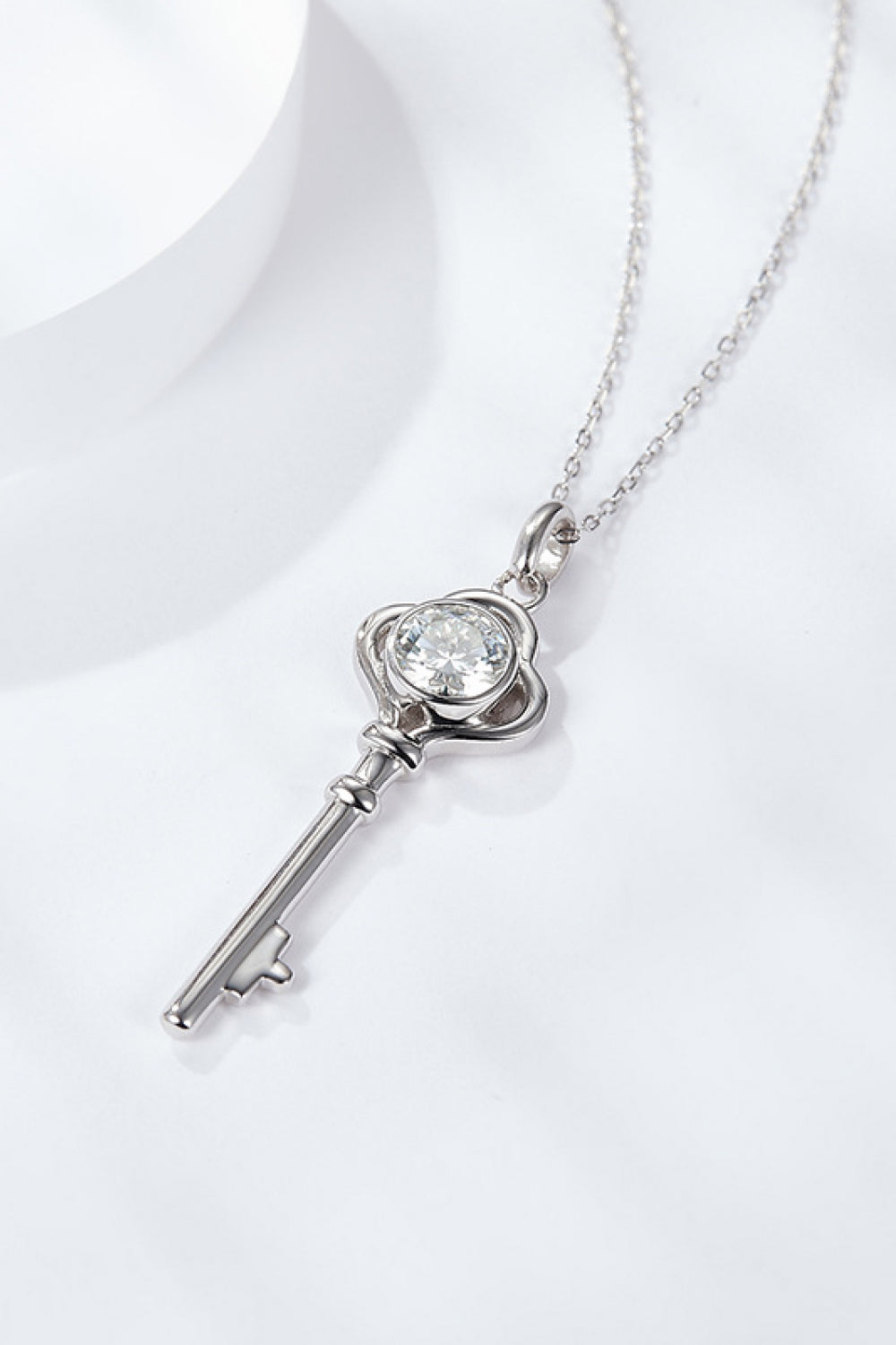 Path to Peace 925 Sterling Silver 1 Carat Moissanite Key Pendant Necklace