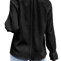 Ribbed Flounce Sleeve Blouse