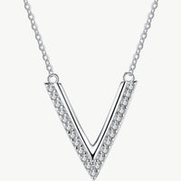 Sterling Silver V Letter Pendant Necklace