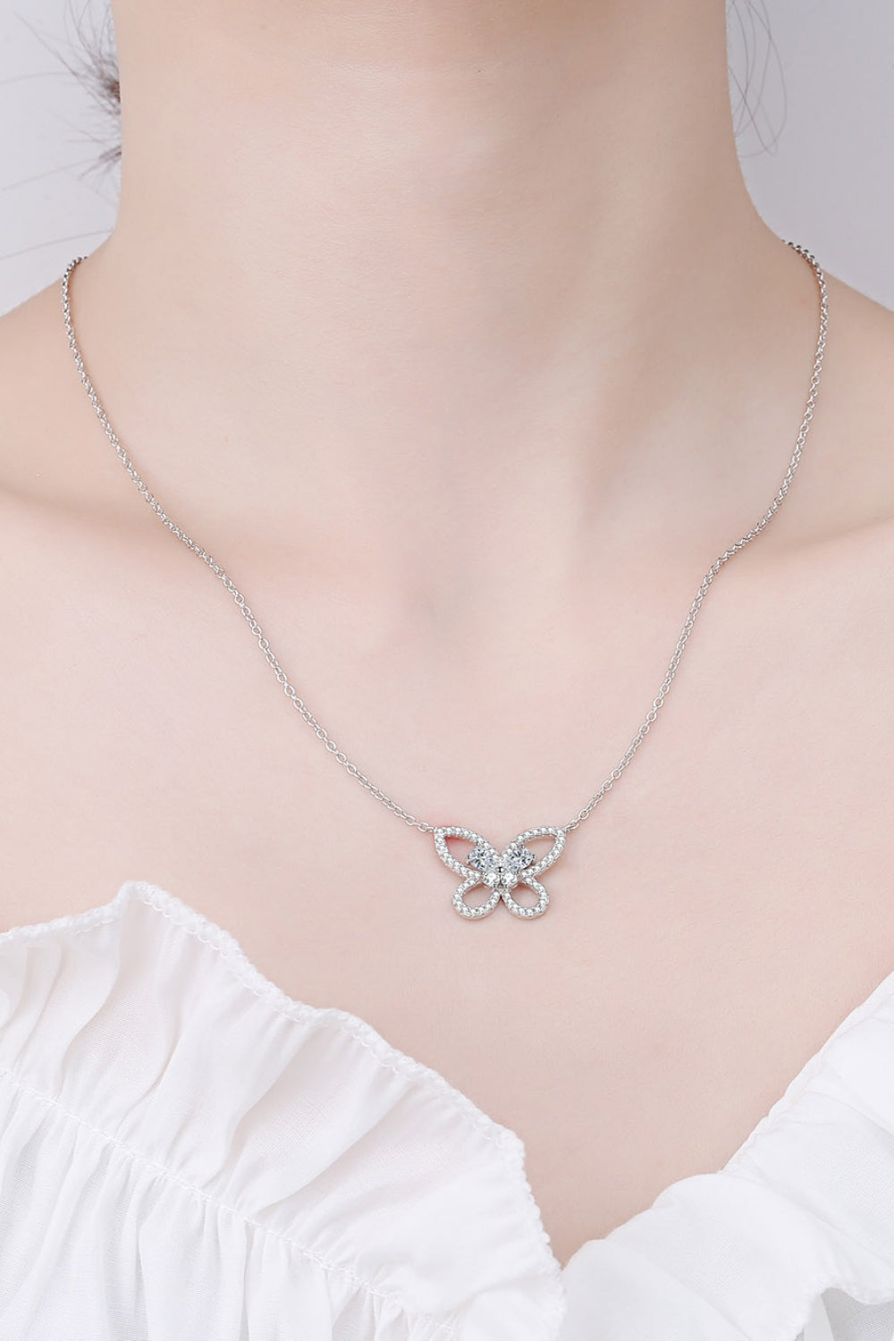 Mademoiselle Moissanite Butterfly Pendant Necklace
